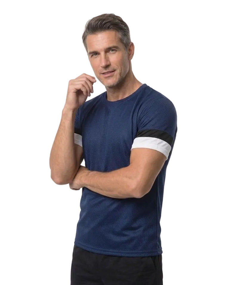 STRIPE-CORE NAVY DRYFIT T-SHIRT