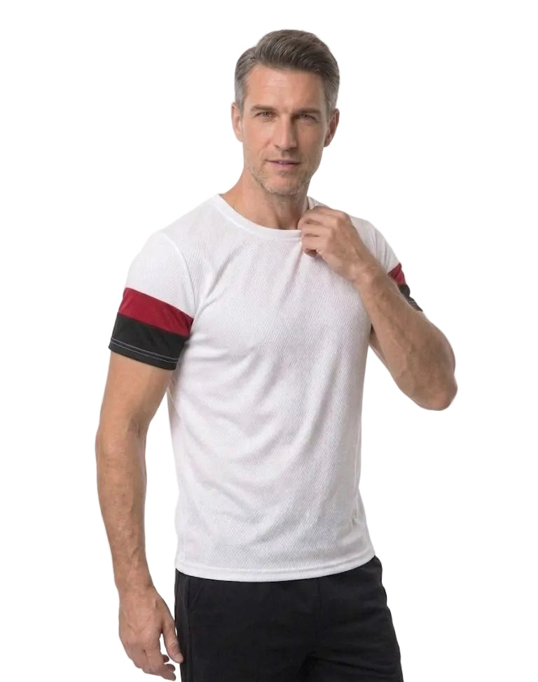 STRIPE-CORE WHITE DRYFIT T-SHIRT